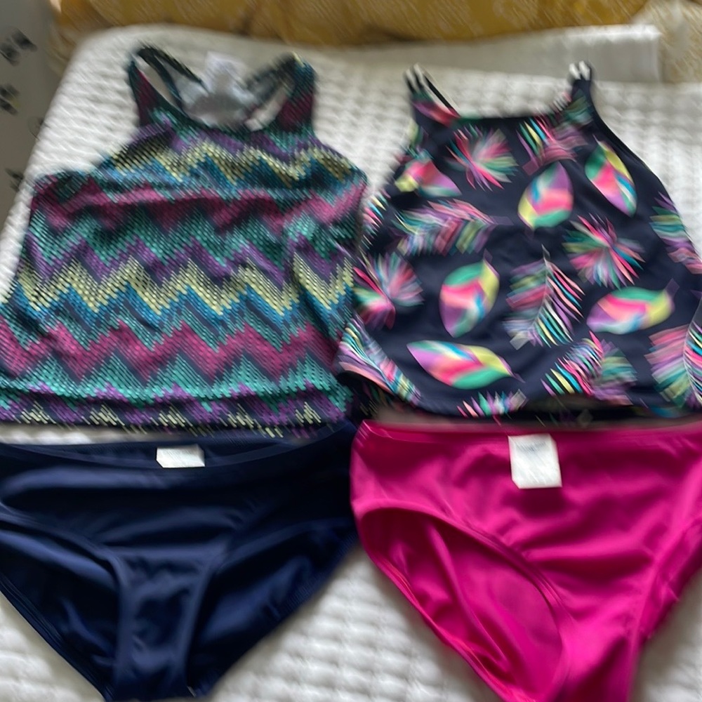 Girls 6 piece Lands End swim set size 12
